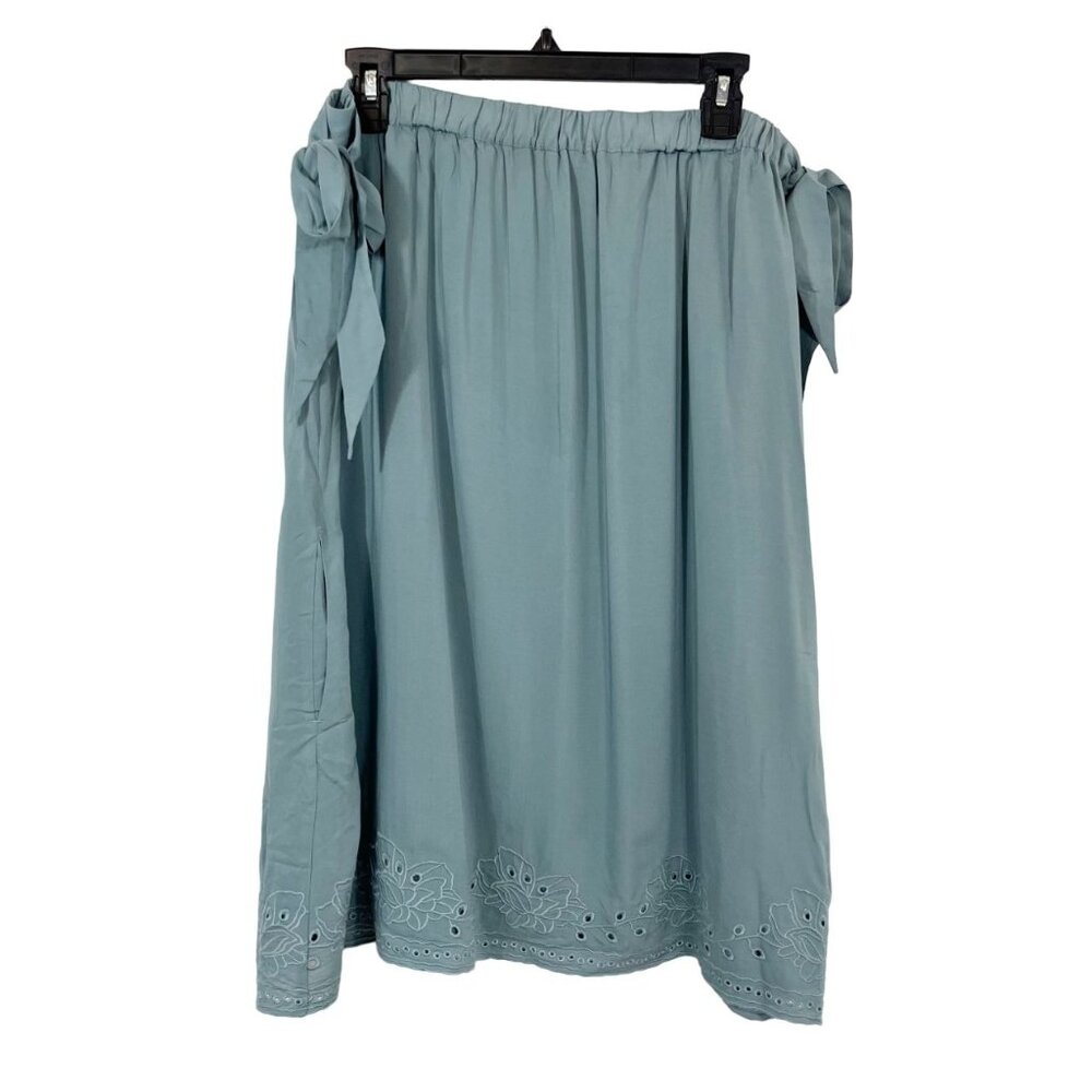 L*Space‎ Floral Eyelet Strapless Dress Flowy Oversized Beach Cut Out Size Large